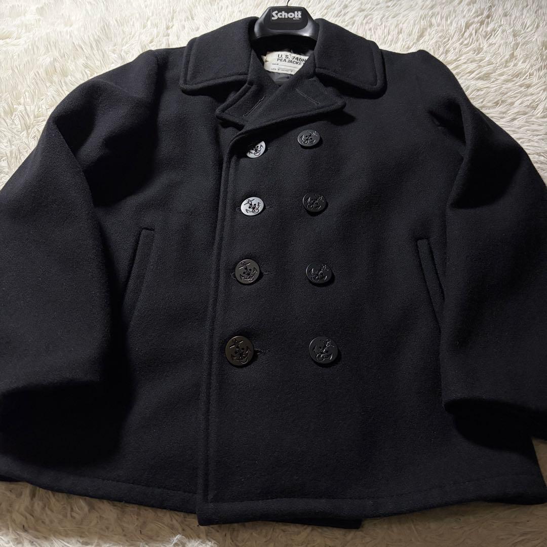 美品■schott ピーコート　753US ネイビー USA製　40