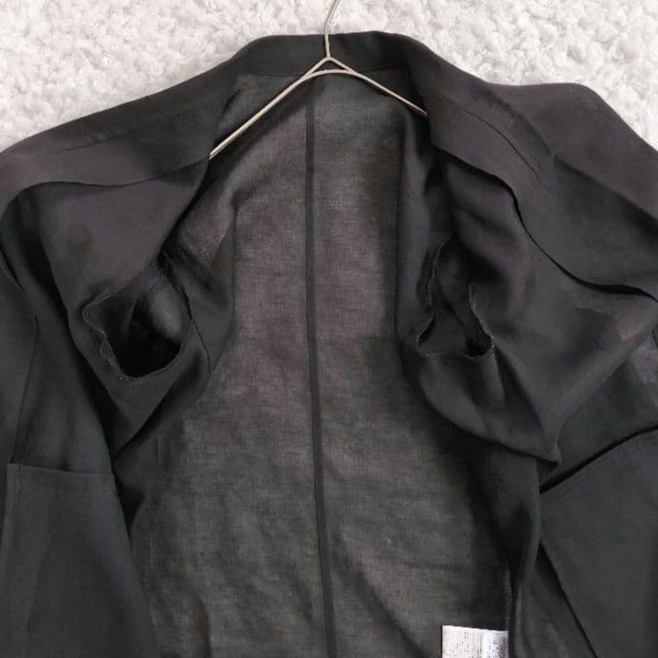 ラウンジドレス【洗える】リネンライクシアージャケット ブラック