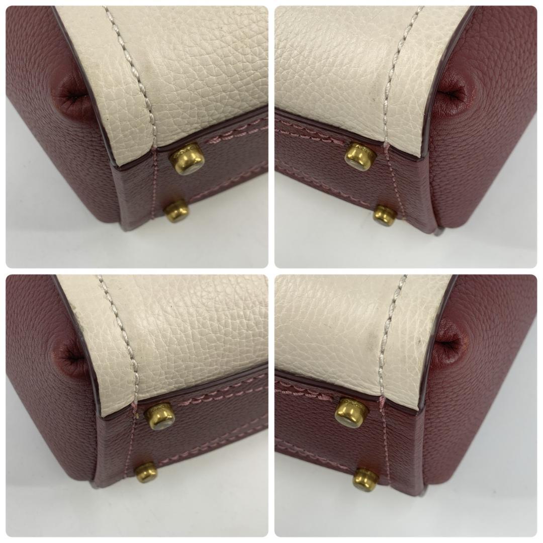 コーチ トループ キャリーオール 2way ハンドバッグ 本革 バイカラー