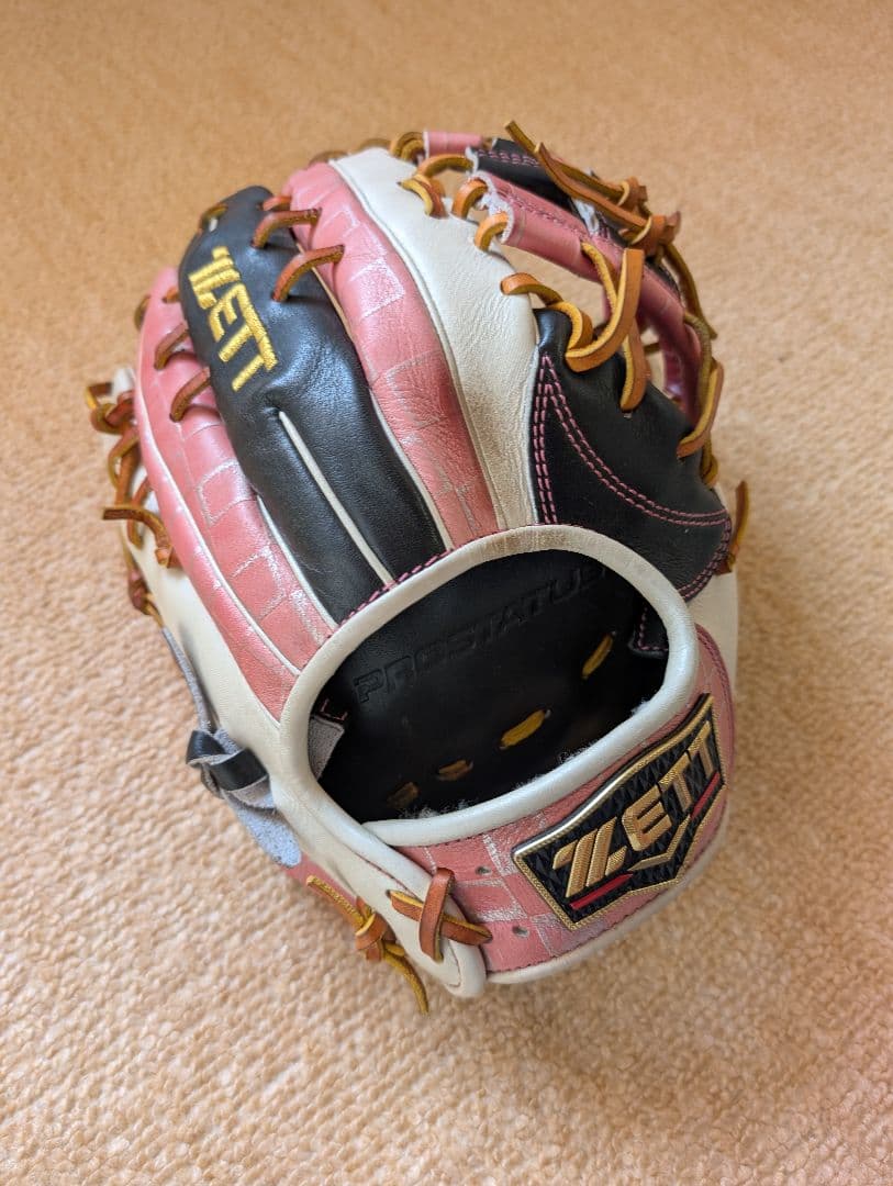 ZETT 軟式用グローブ ホワイト/ピンク/ブラック