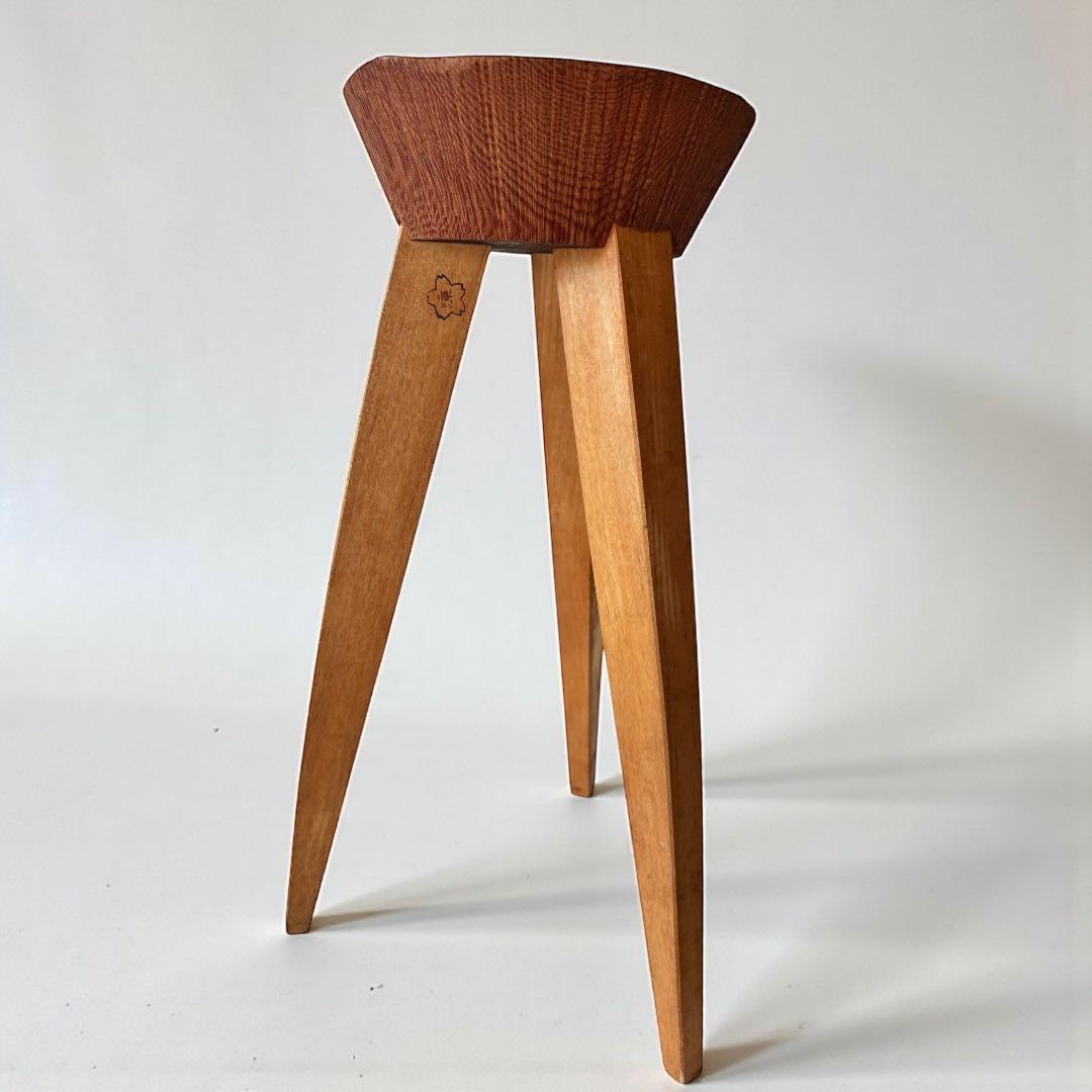 【作家物】無垢材 木製スツール 高さ47cm｜花台・オブジェ台｜木工作家 手仕事