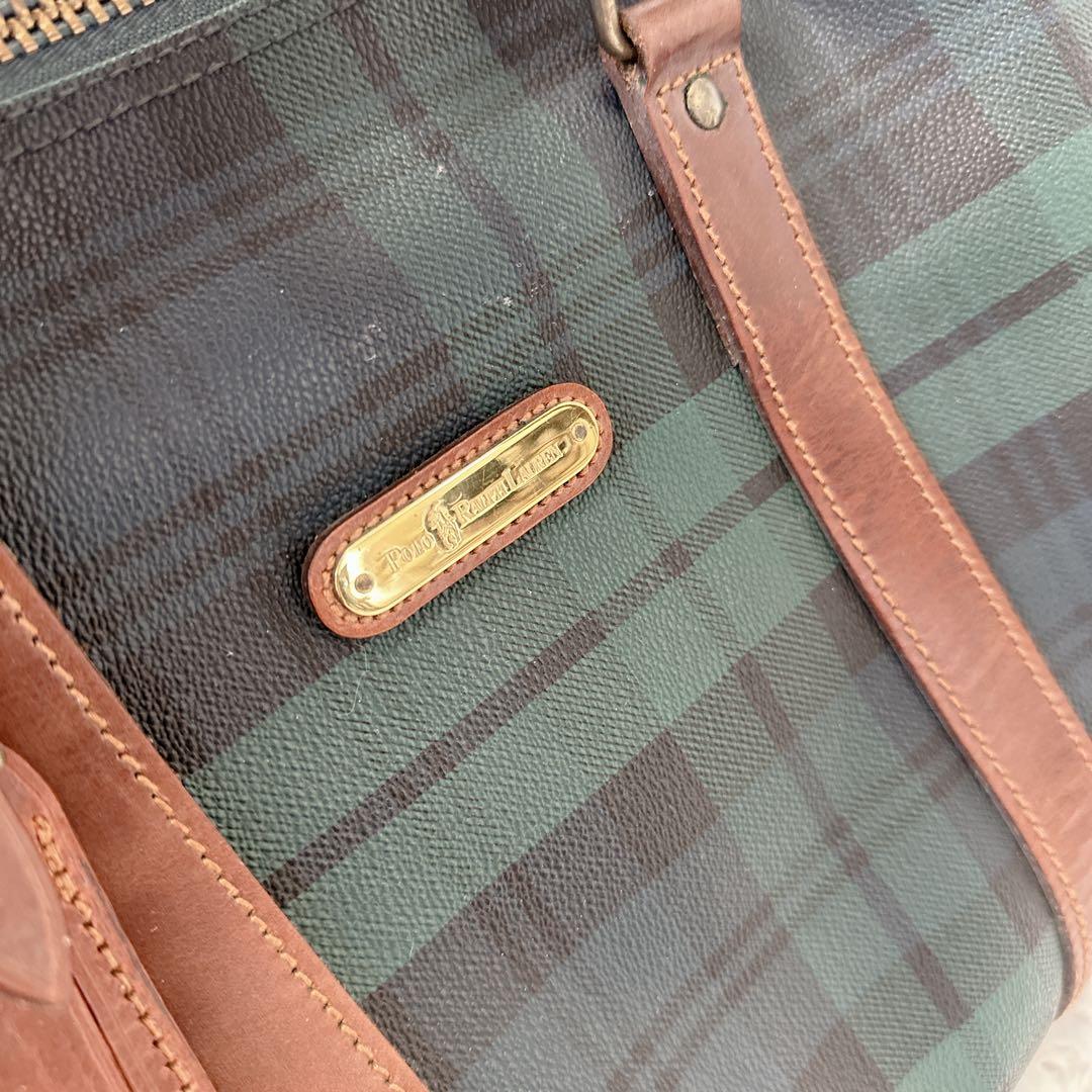 【良品】POLO Ralph Lauren ボストンバッグ 2WAY チェック柄