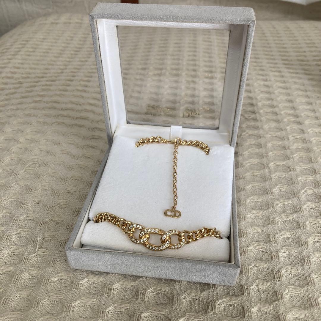 Christian Diorネックレス ★ラインストーン★未使用箱入り、刻印あり