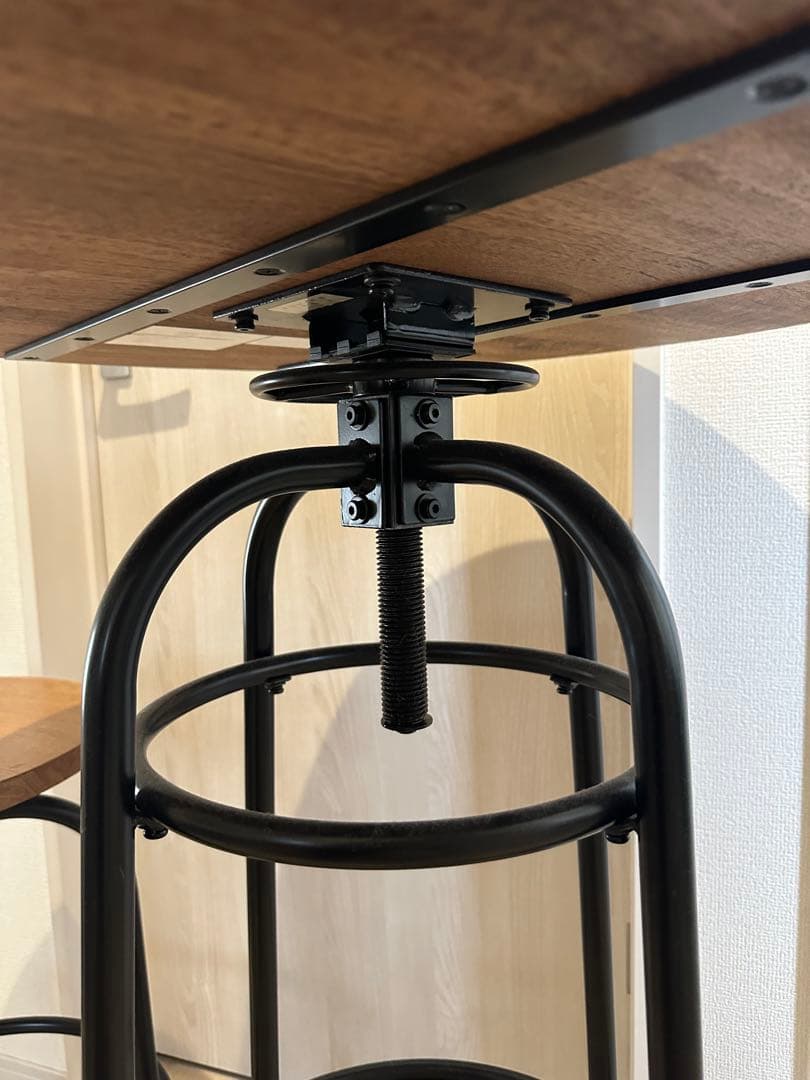 カウンターテーブル 高さ調整可能 ウッド アイアン