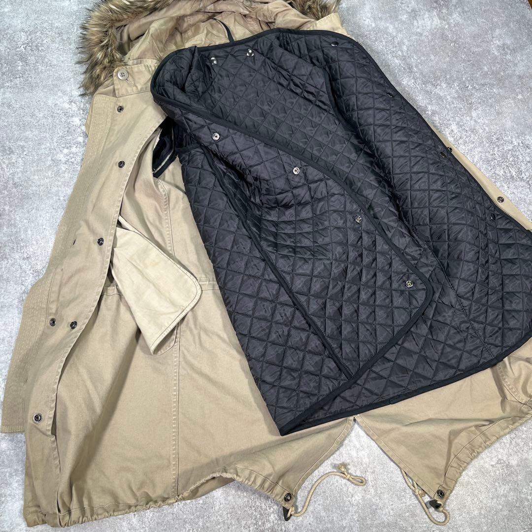 ▼クリスチャンダダ　モッズコート　レザー切替　M ライナー　ファー　Y2K 日本