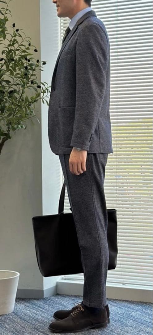 金のパジャマスーツ【未使用タグ付】プレミアムウールジャージ 紺グレンチェックBM