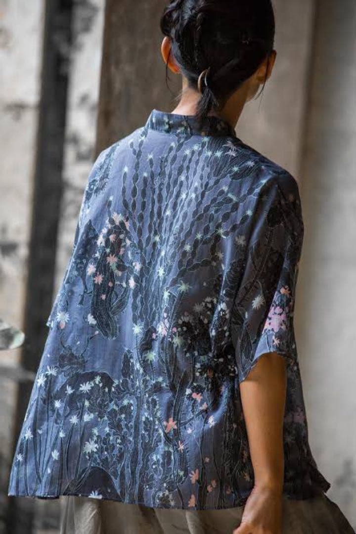 JURGEN LEHL サボテン柄ノースリーブチュニック コットンリネン