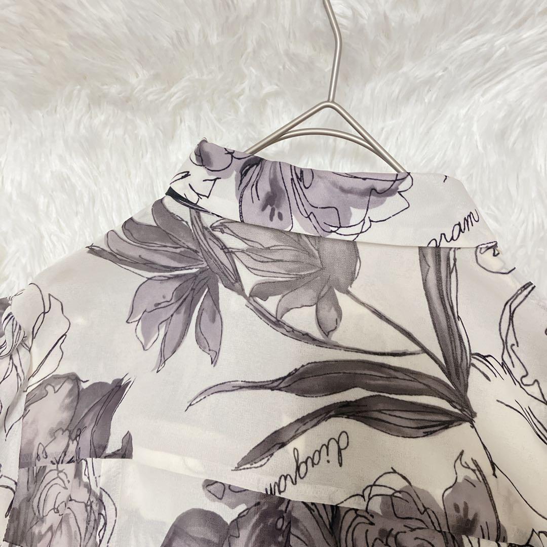 【訳あり美品】グレースコンチネンタル　ボウタイロゴフラワープリントワンピース