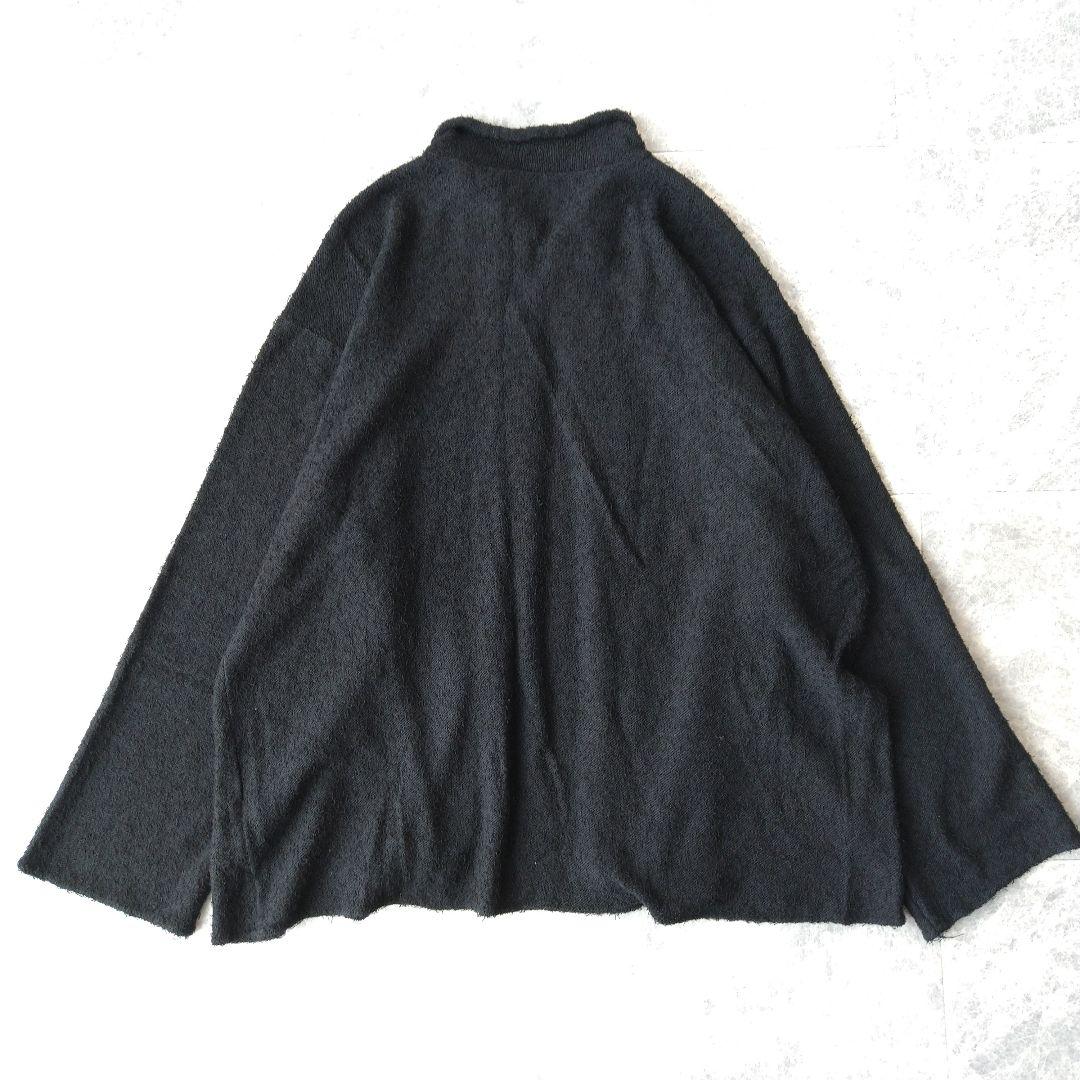 030 ヨーガンレール シルク コットン ツイード ニット カーディガン 黒