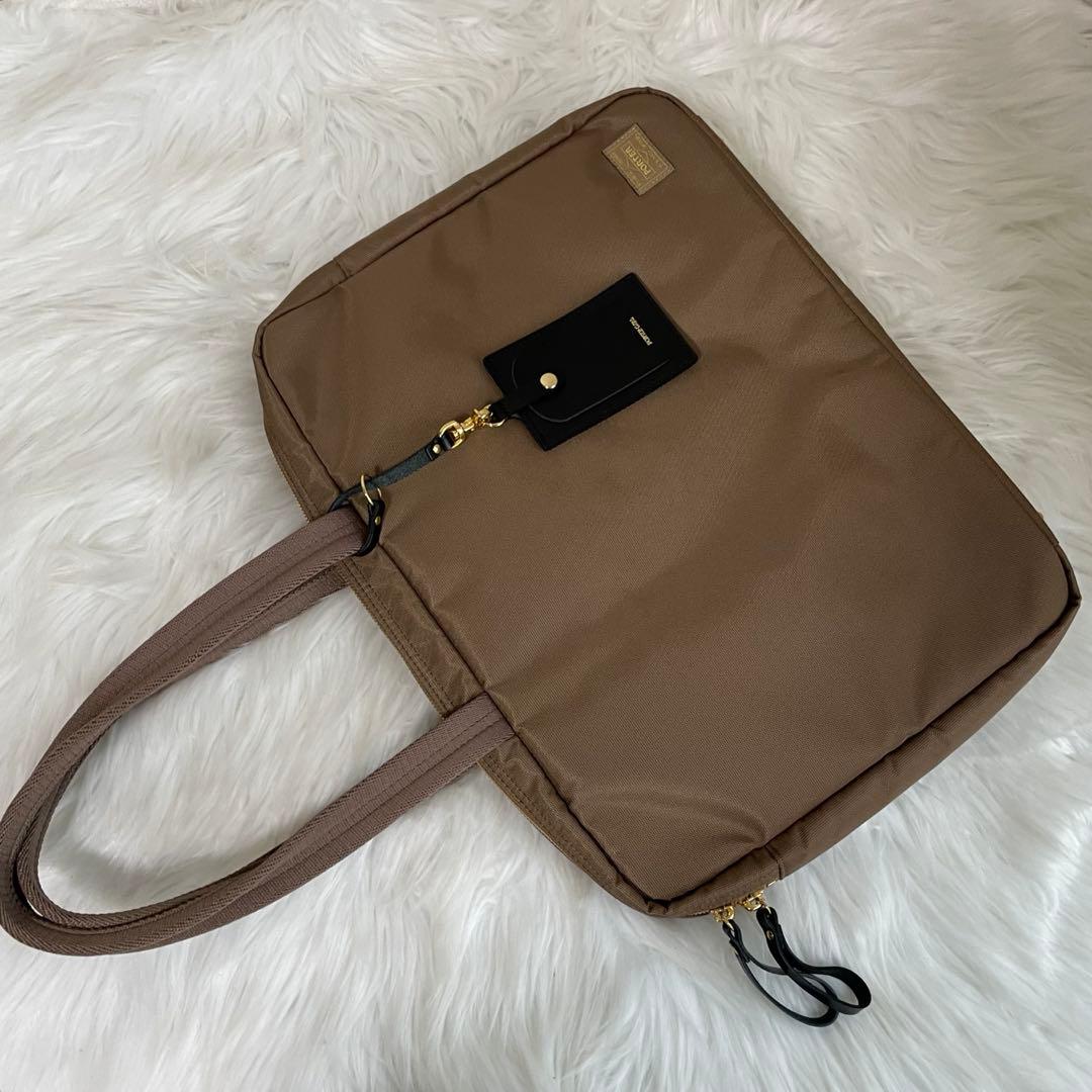 【美品】ポーター ガール モカ シア 薄型 ビジネス トートバッグ