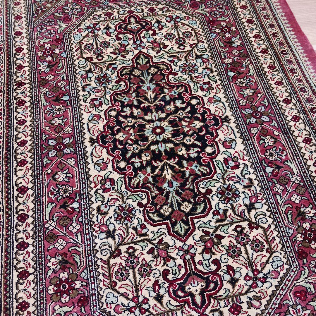 Y2824 高級ペルシャ絨毯 クム産 シルク100% 手織り タペストリー