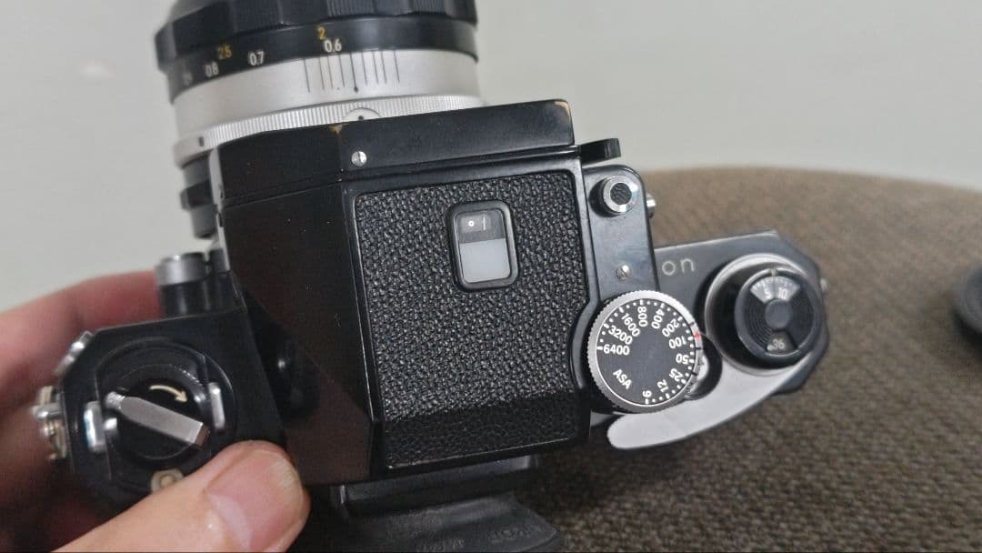 ニコンFフォトミックファインダー、実用品　50mm F1.4レンズ付、露出計OK