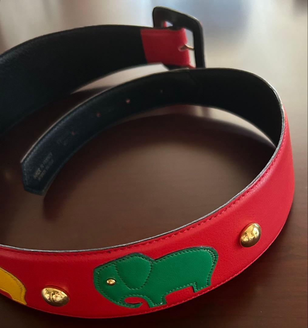 GIVENCHY ジバンシー　ベルト　ヴィンテージ　赤　ゾウ　フランス製　希少