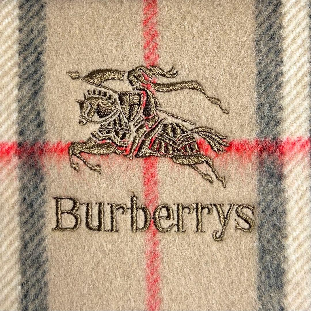 未使用✳︎バーバリーズ/ラムMIX純毛毛布/ノバチェック柄/ホースロゴ刺繍/寝具