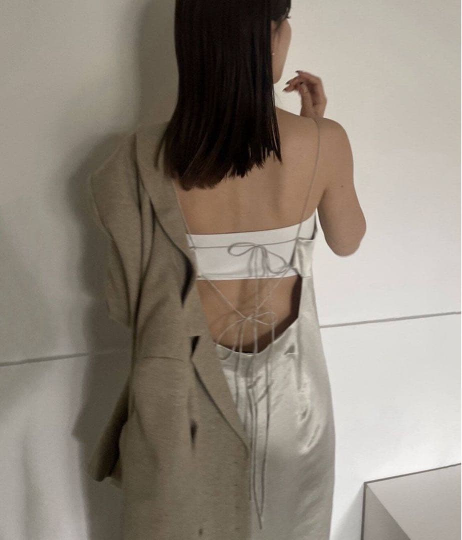 plage Back ribbon open キャミワンピース