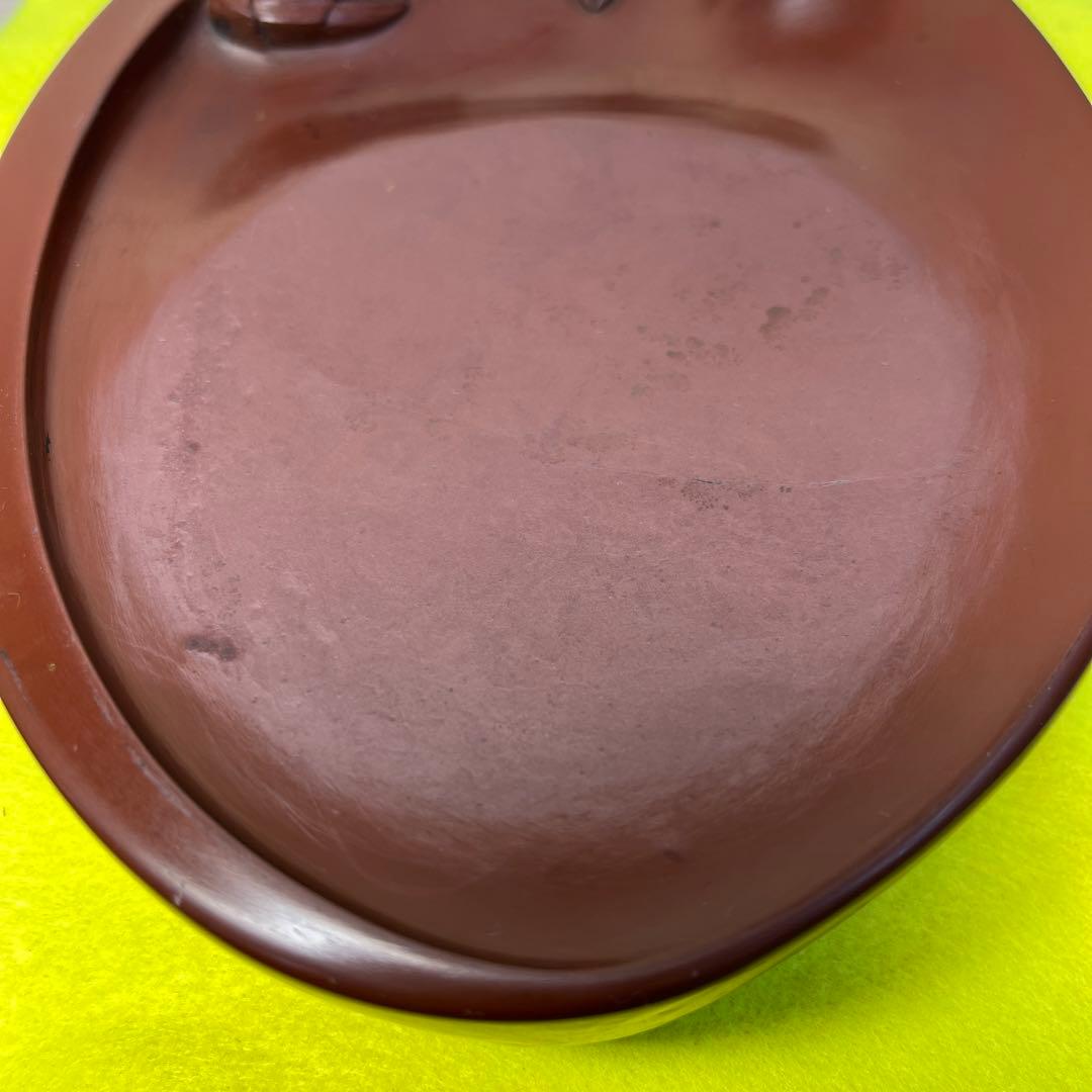 ⭕️紅渓石硯　硯　蟹彫刻　鮑型硯特別製作品美品　崎川羊堂　20cm超　1.7kg超