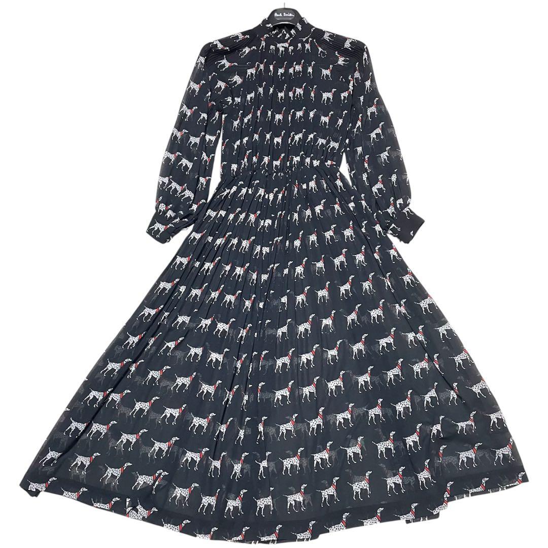 Sov. ソブ　ダルメシアン　ロング　プリーツ　ワンピース　ブラック　黒　36