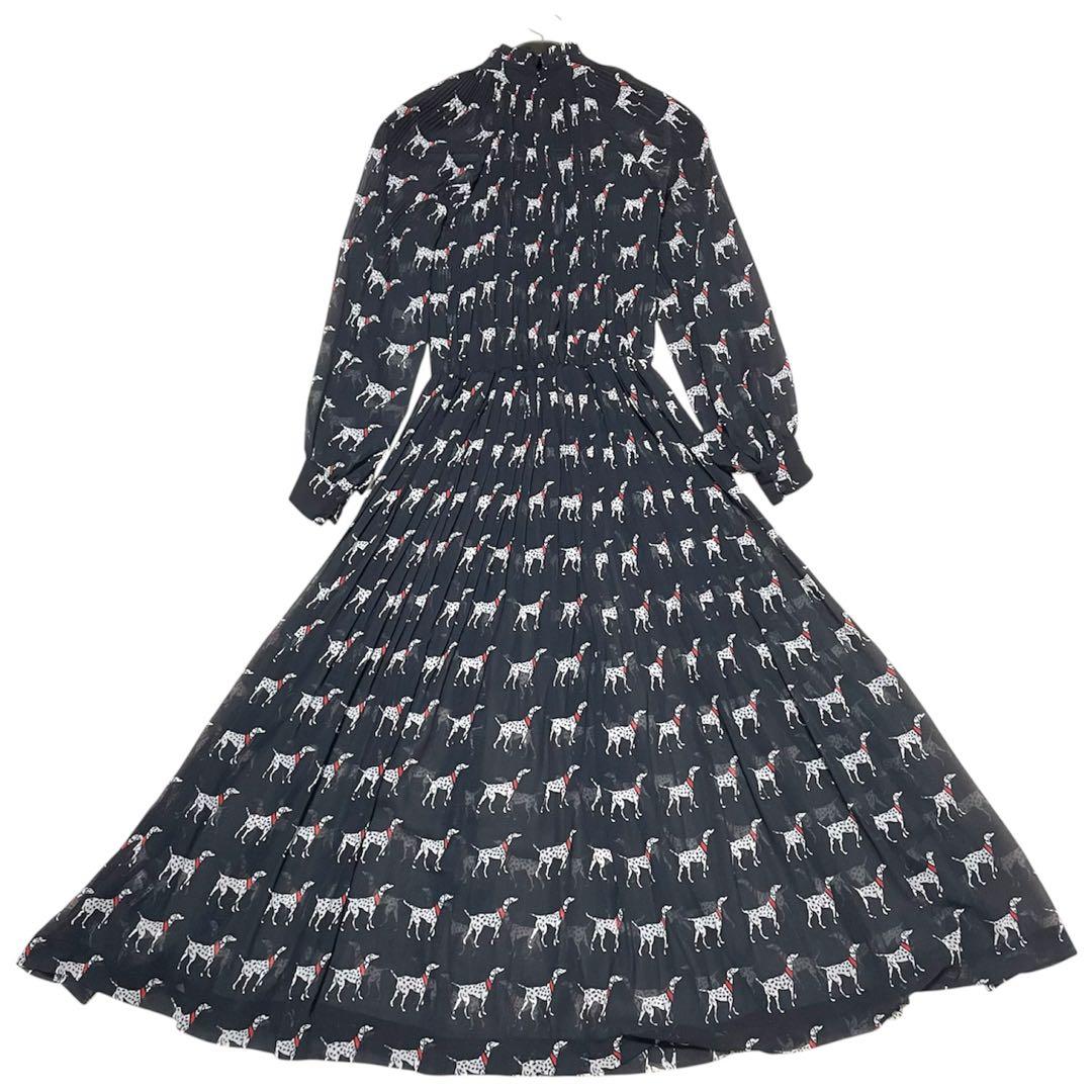 Sov. ソブ　ダルメシアン　ロング　プリーツ　ワンピース　ブラック　黒　36