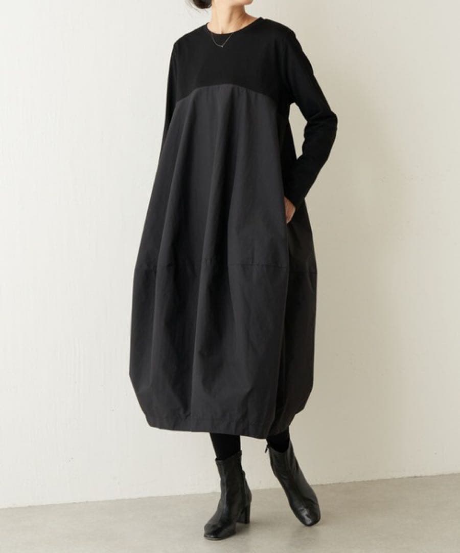 ✨サイズ1✨約2万円　ビアズリー　マルワンピース　ブラック　コクーン　ドッキング