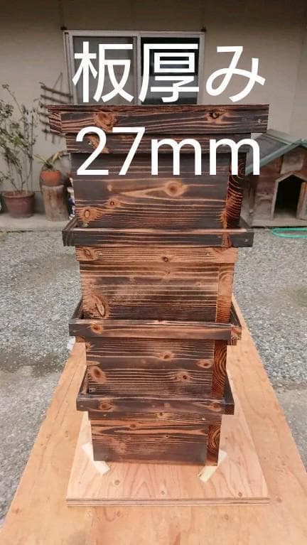 蜜蜂巣箱4段監視扉付・すむし対策全面ステンレス網底