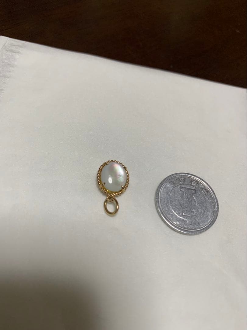 agete　k10/レモンクォーツ×シェルチャーム