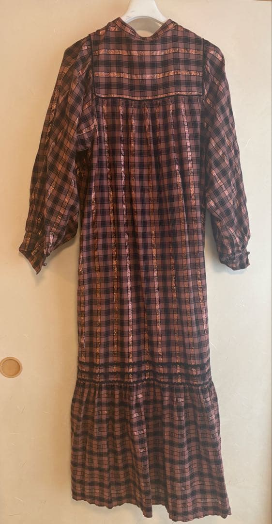 Sara mallika /サラマリカコットンチェックシャーリングドレス　S