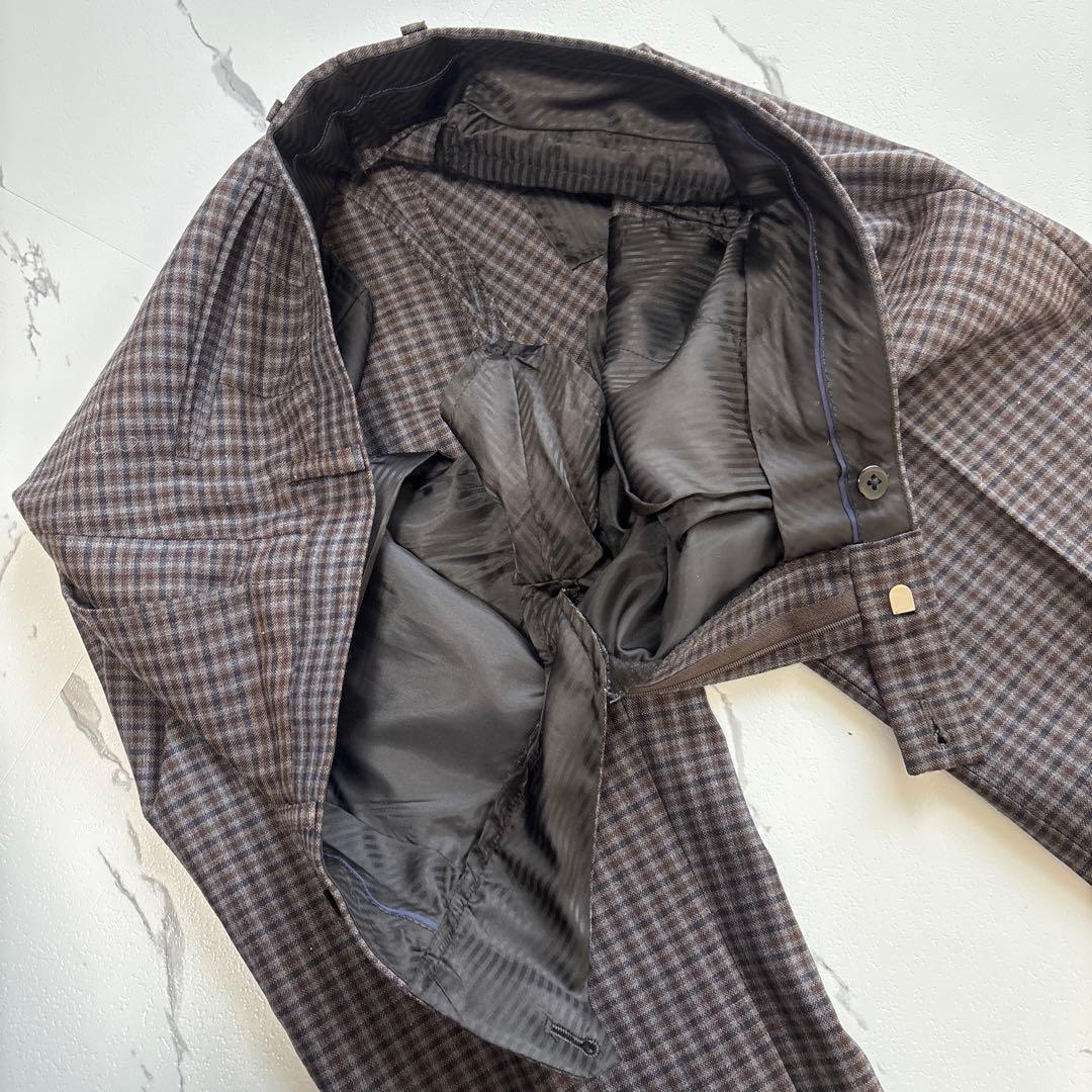 未使用級★ Perfect Suit Factoryセットアップ　チェック　茶色