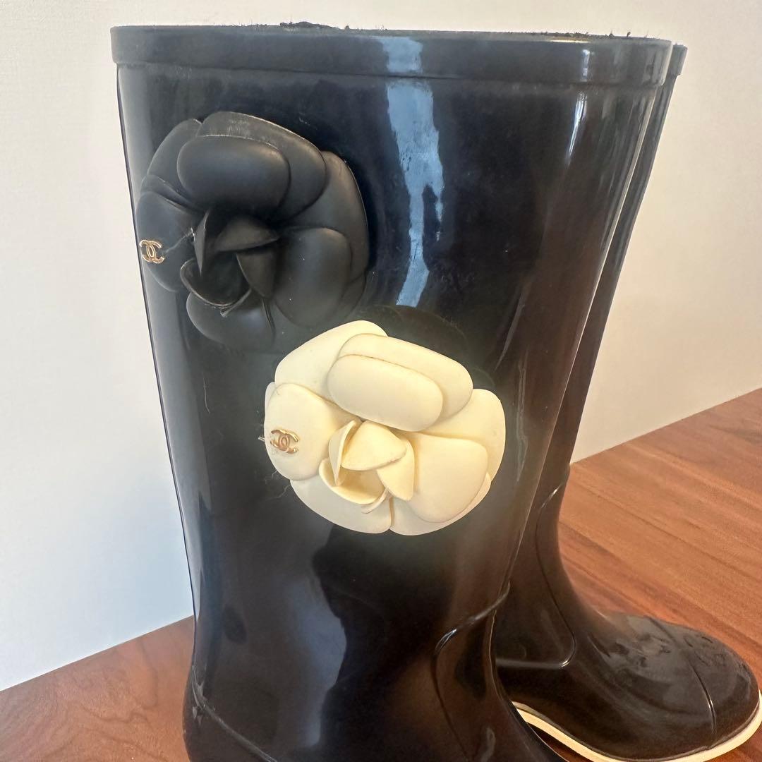 セール！CHANEL シャネル カメリアレインブーツ 長靴 36 レインシューズ