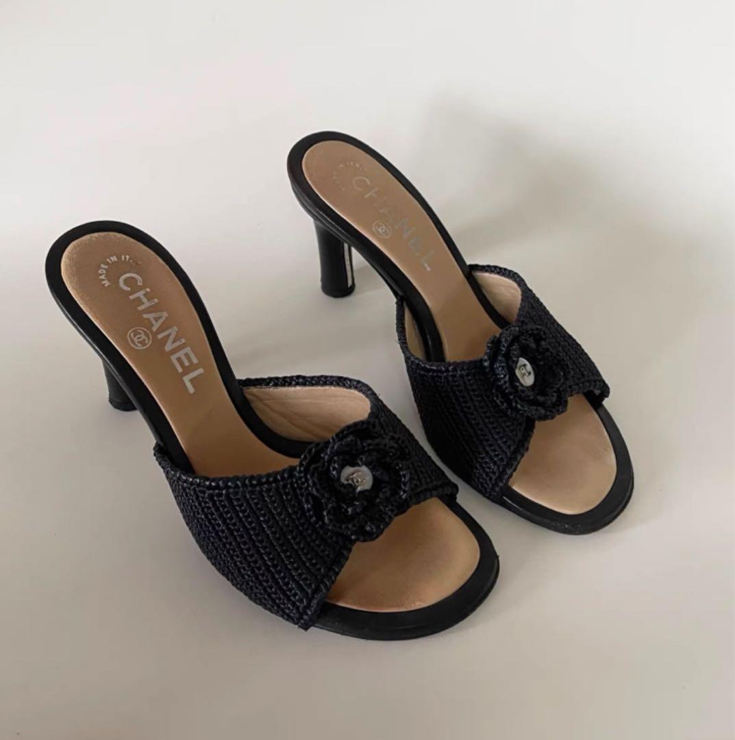 CHANEL シャネルブラックミュール サンダル 35.5