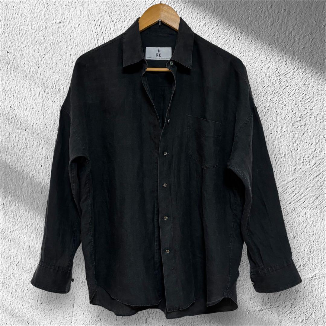 【美品】&RC カレンソロジー リネン100% ビッグシャツ ブラック 日本製