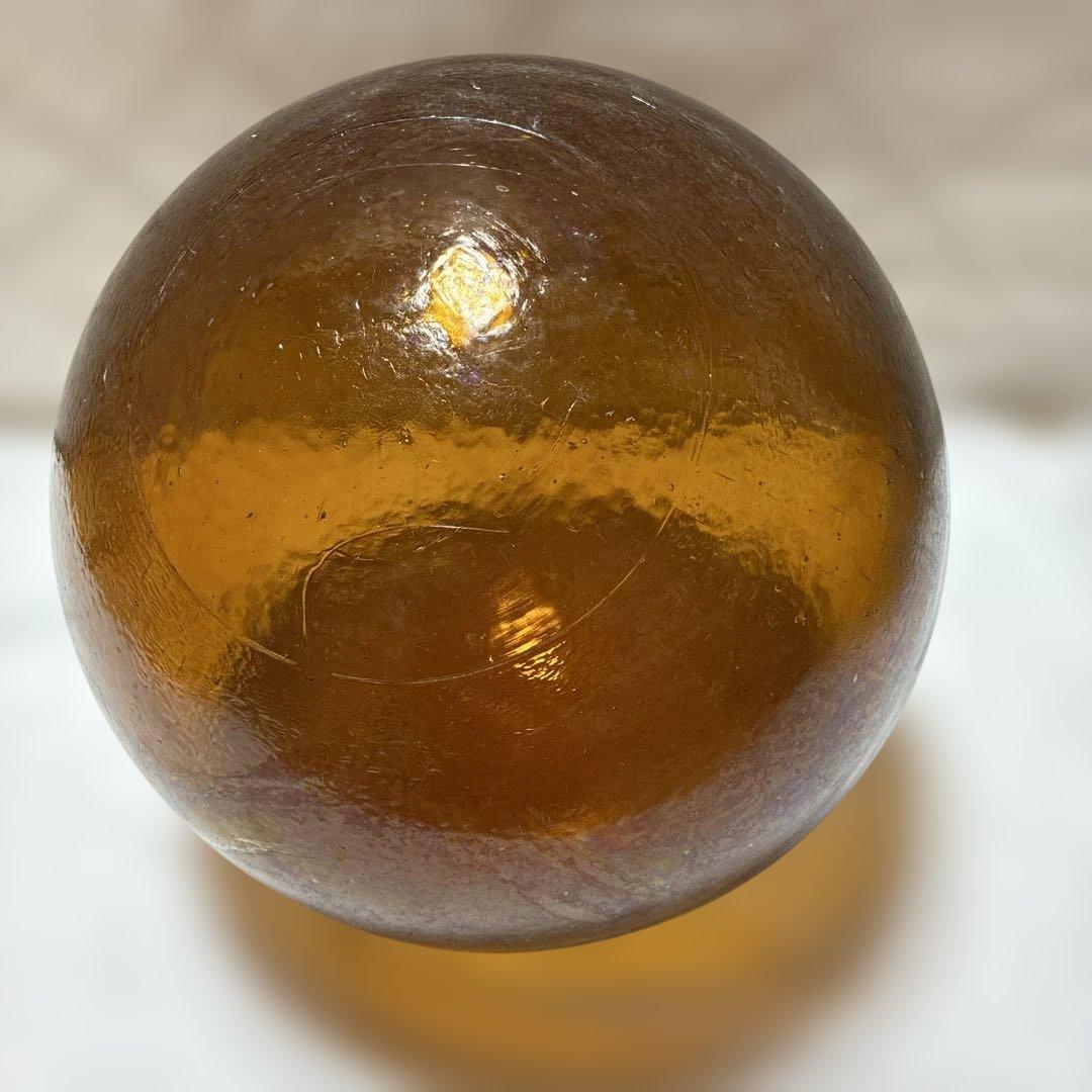琥珀色　ガラス浮き玉　特大サイズ直径約40cm ヘソ無し　レアカラー