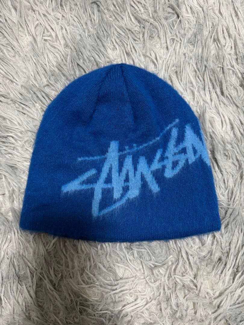 Stussy ロゴ入り ビーニー 青