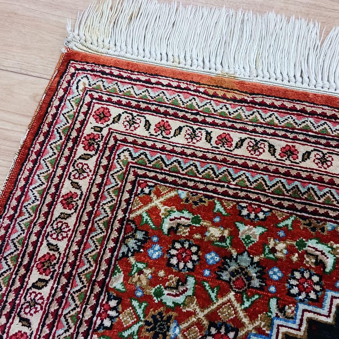 専用Y3250 ペルシャ絨毯 クム産 シルク100% 手織り90万ノット