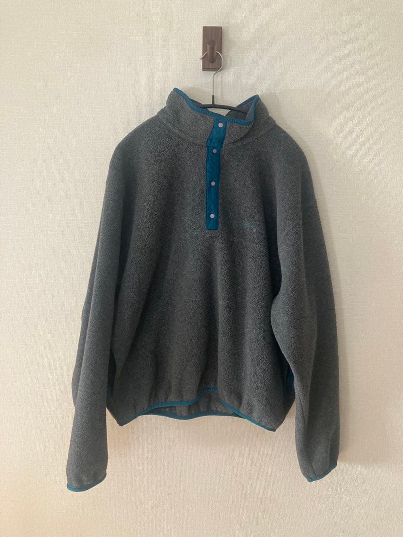 L.L.Bean スナップT フリースジャケット　グレー×ターコイズ