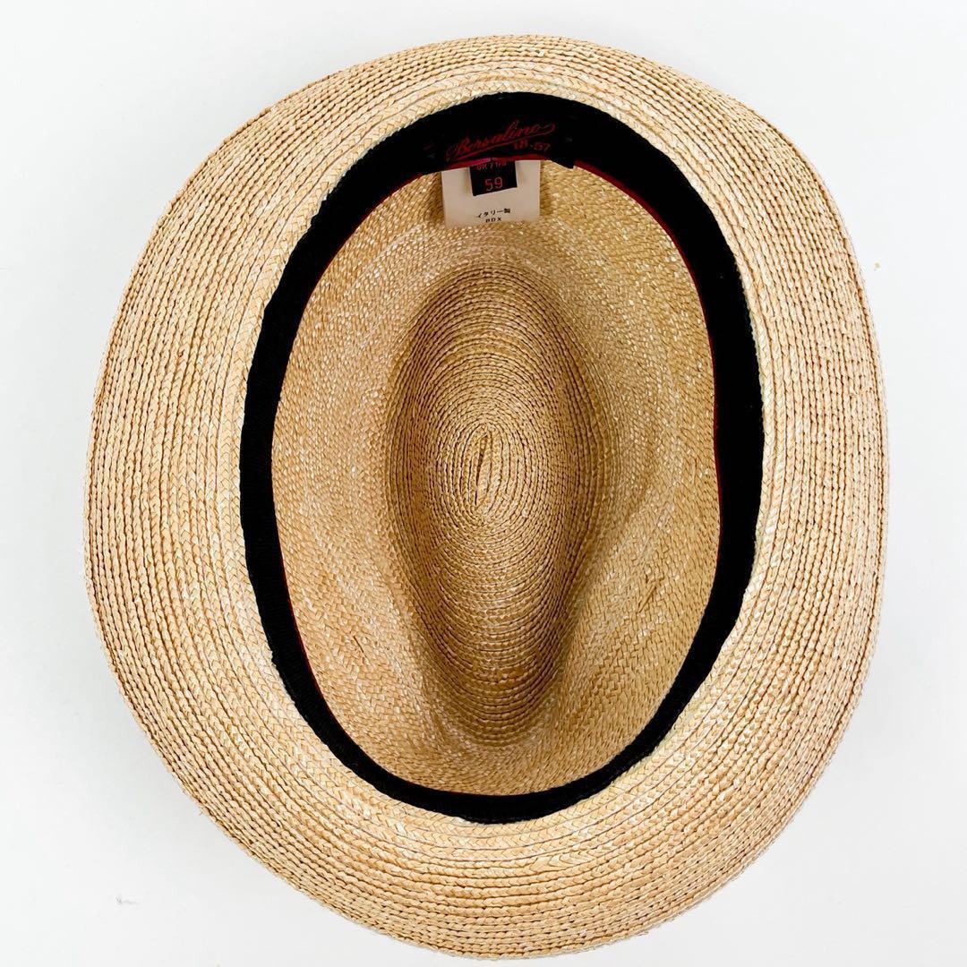 美品✨ボルサリーノ パナマ帽 ハット ストローハット 麦わら帽子 ベージュ 59