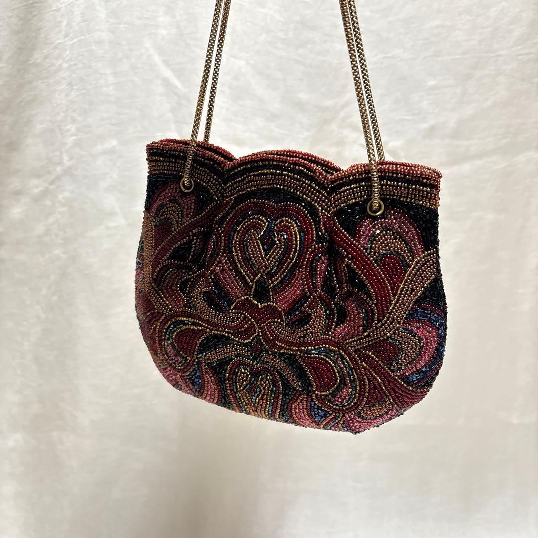 希少 未使用級 皇室御用達 LUMYはしもと ビーズバッグ パーティーバッグ