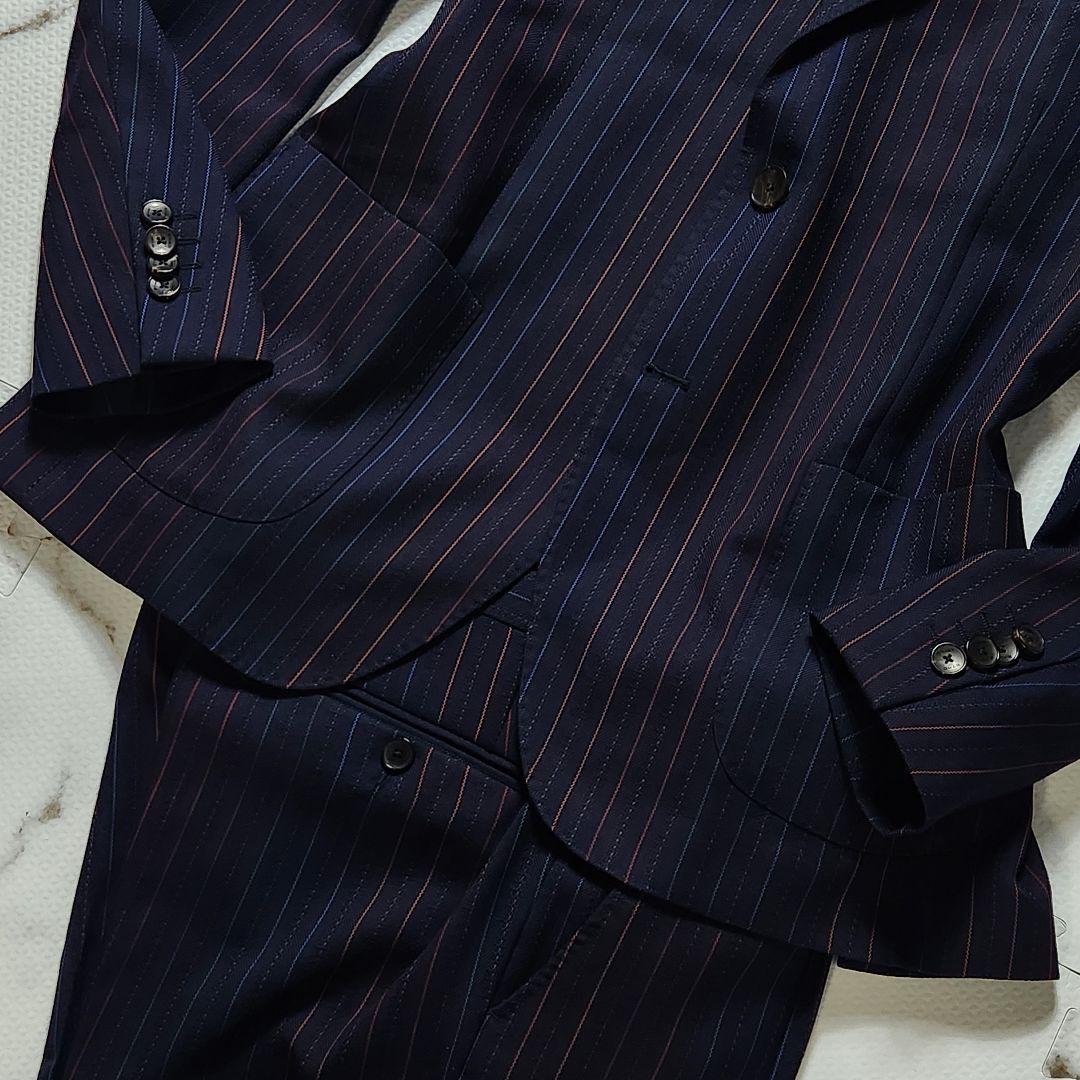 極美品✨L相当 エトロ スーツ ペイズリー総柄 ストライプ マルチカラー