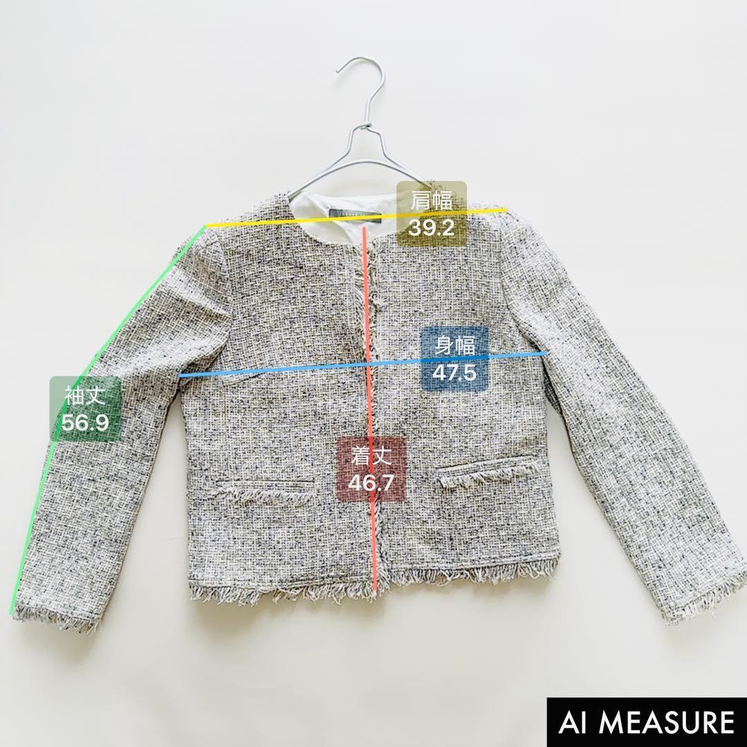 美品　セオリーリュクス　ノーカラーツイードジャケット　フォーマル　セレモニー　M