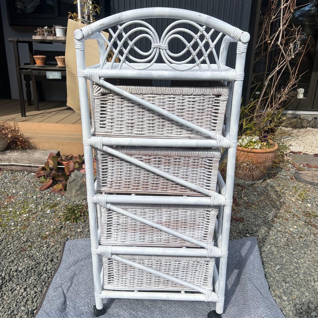 籐家具 ラタン エスニック アジアンラック チェスト 引き出し ホワイトラタン