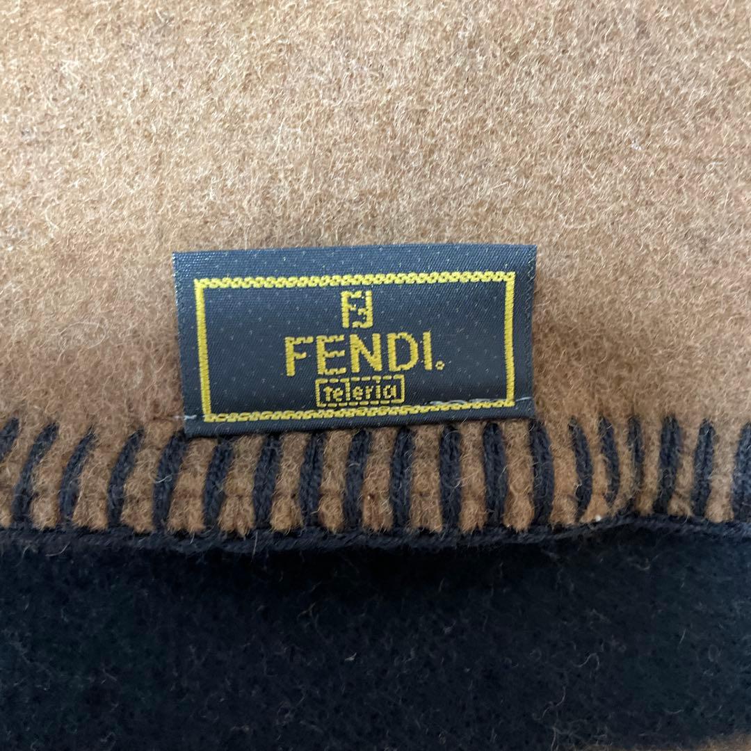 FENDI フェンディ 毛布 ストライプ ブラウン✖️ブラック ウール