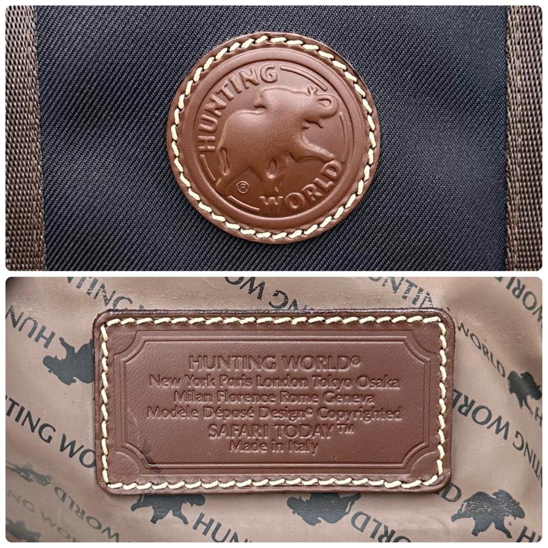 HUNTING WORLD 旅行用バッグ ボストンバッグ キャンバス レザー 黒