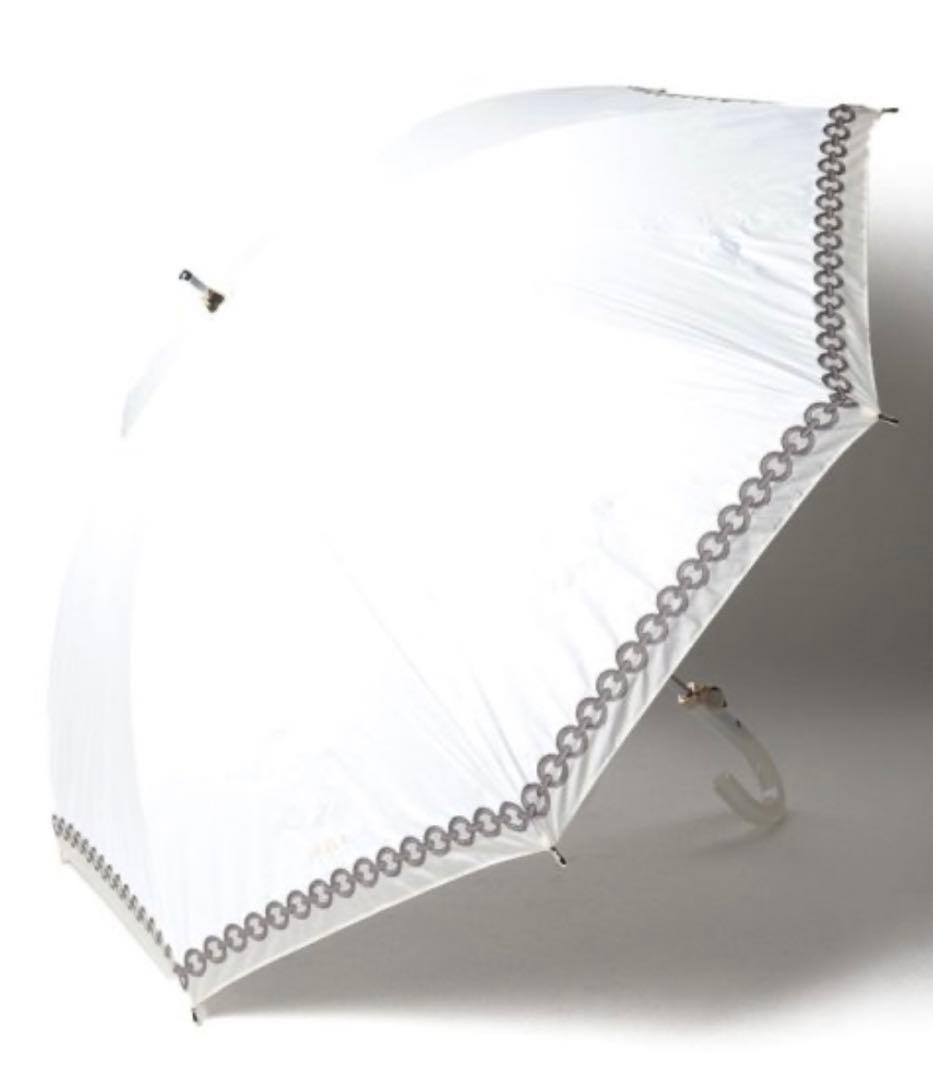 【新品】フルラ　日傘　晴雨兼用　オーガンジーチェーン刺繍　楽折　軽量　白