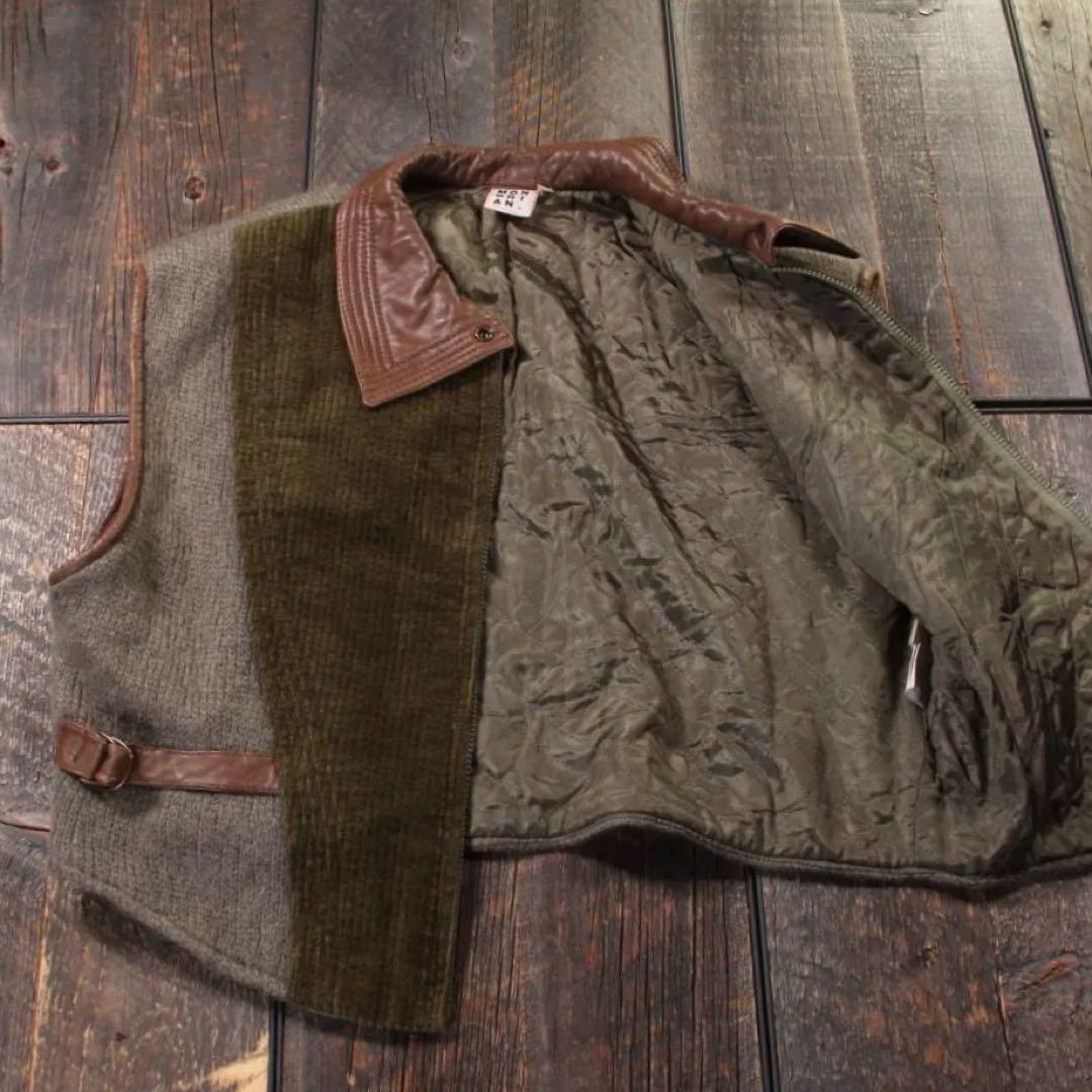 古着　モヘアジレ　ベスト　イタリアヴィンテージ　チョッキ　４６　M カーキ.