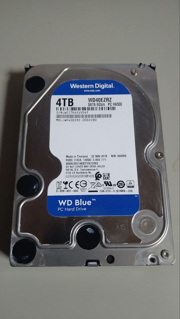 内蔵型 ハードディスク 4T Western Digital Blue 初期化済