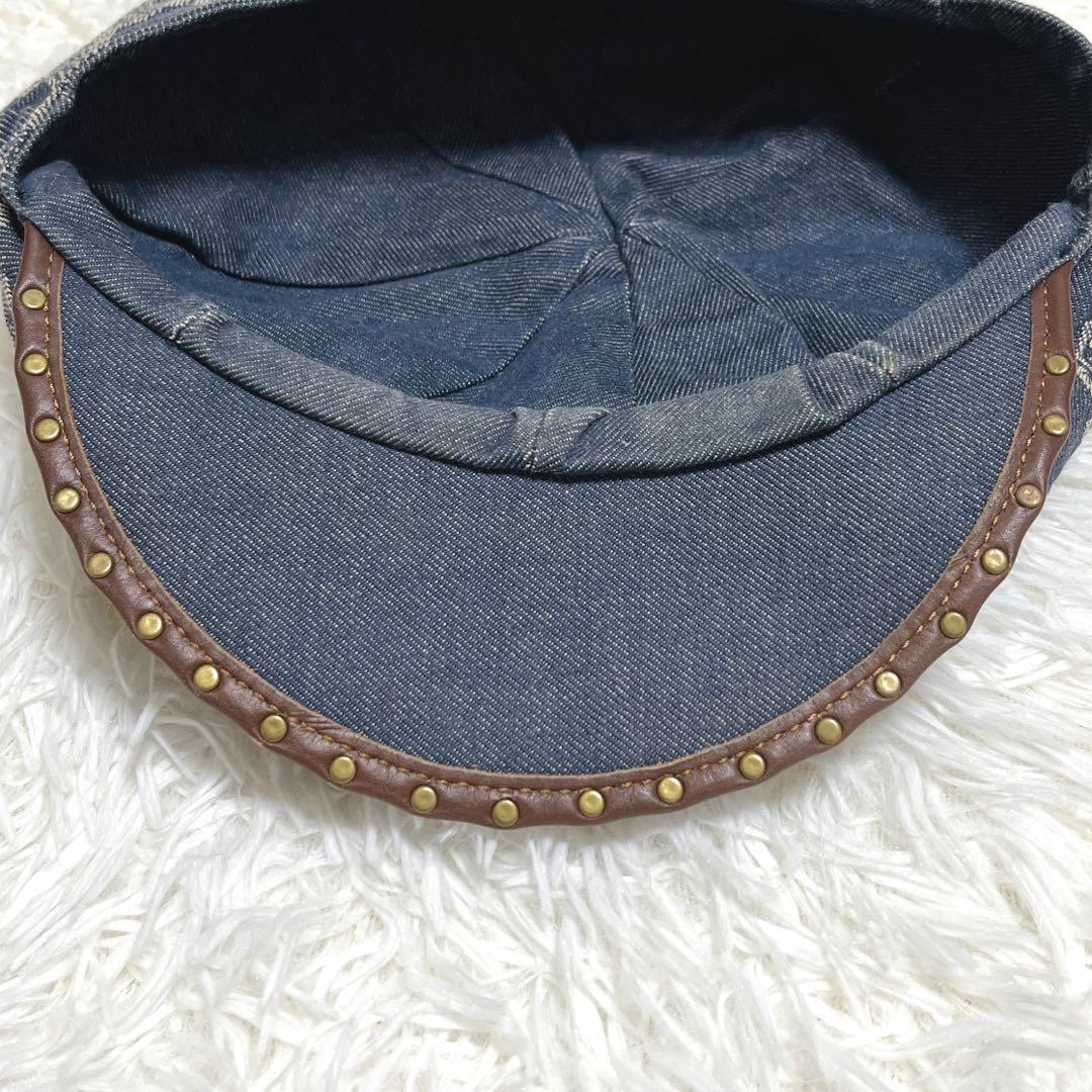 【稀少 ヴィンテージ】CELINE キャスケット M マカダム デニム スタッズ