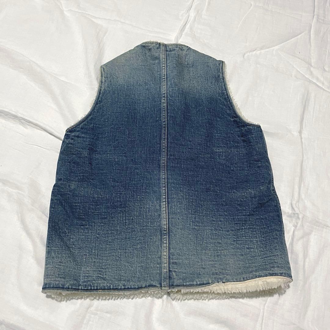 美品　KAPITAL キャピタル　デニムボアベスト 岡山　ダメージ加工　日本製