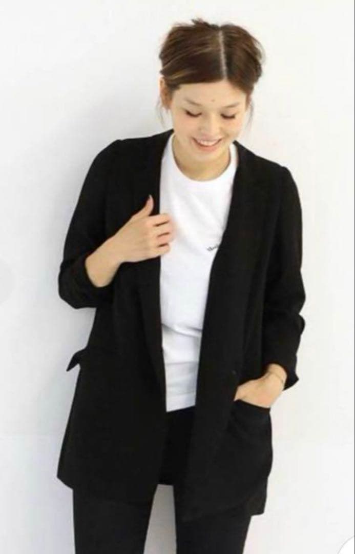 Deuxieme Class ジョーゼットジャケット　ブラック