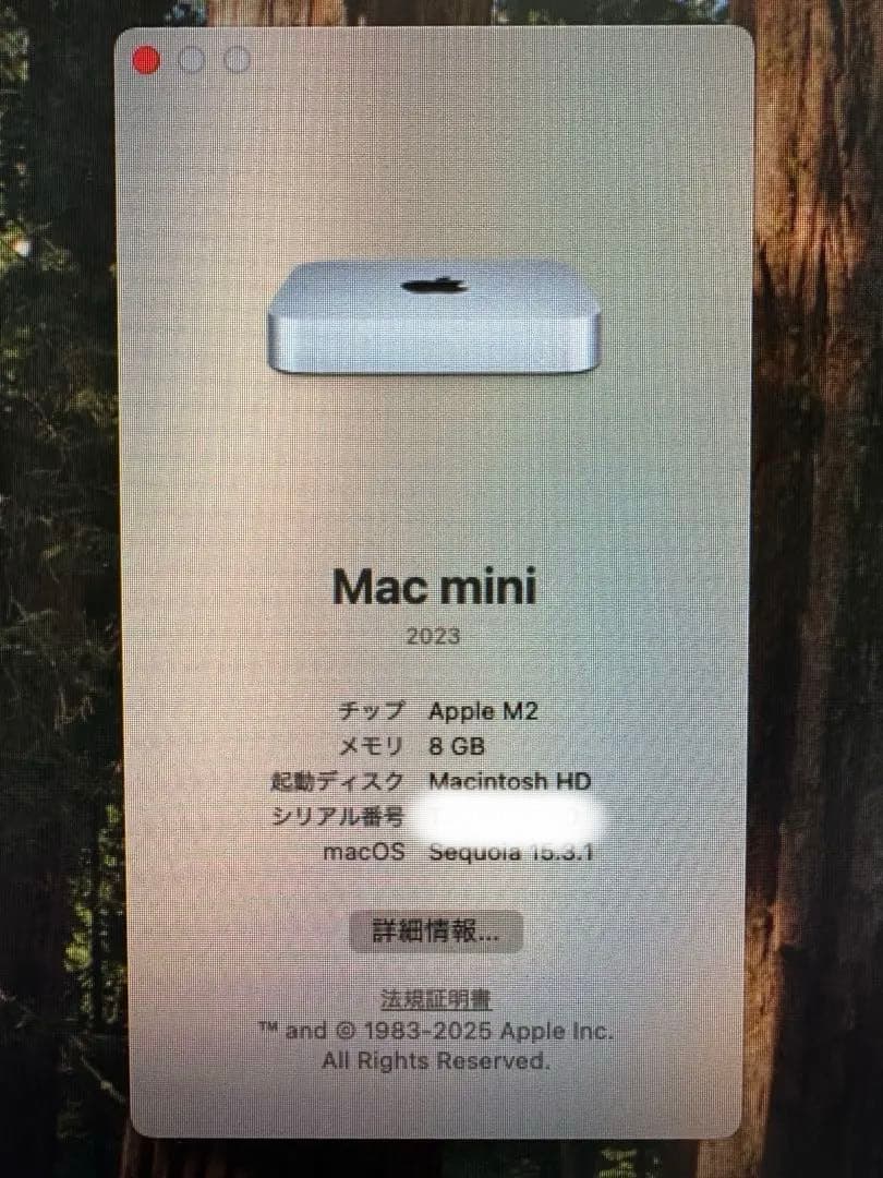 ミニPC Apple Mac mini 2023 M2 256GB