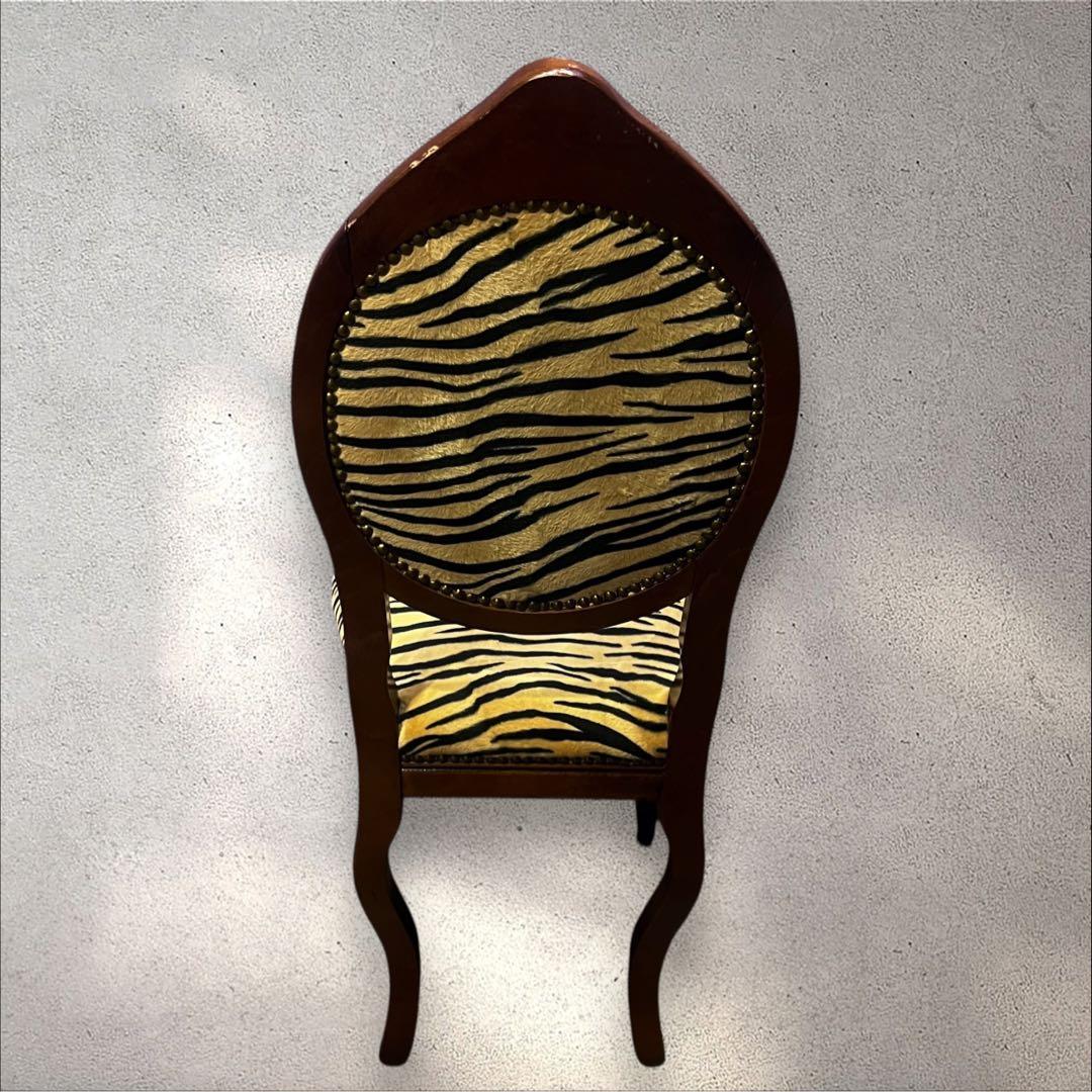 ♡ アンティーク　ヒョウ柄 猫脚 ダイニングチェア ♡