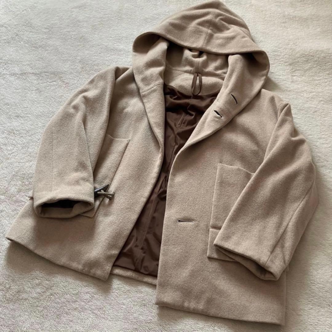 Edwina Horl カシミヤ混 ショートダッフルコート ベージュ